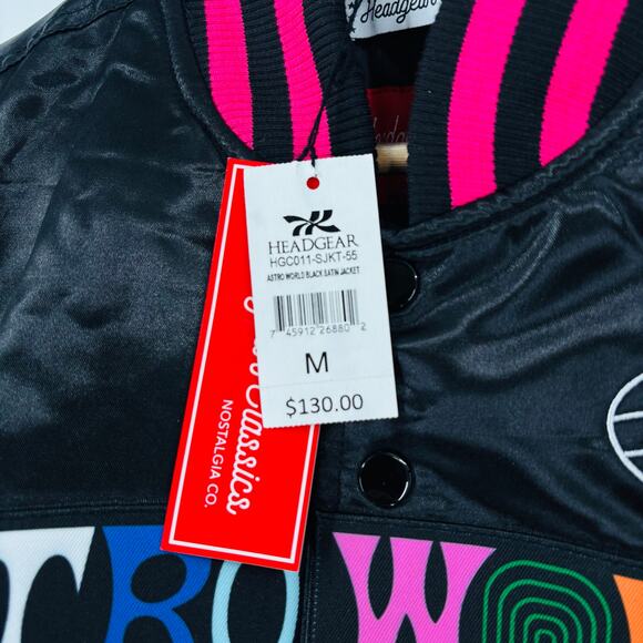 Travis Scott Astro World Satin Bomber Jacket Medium Black Headgear Classics NWT - Picture 4 of 8